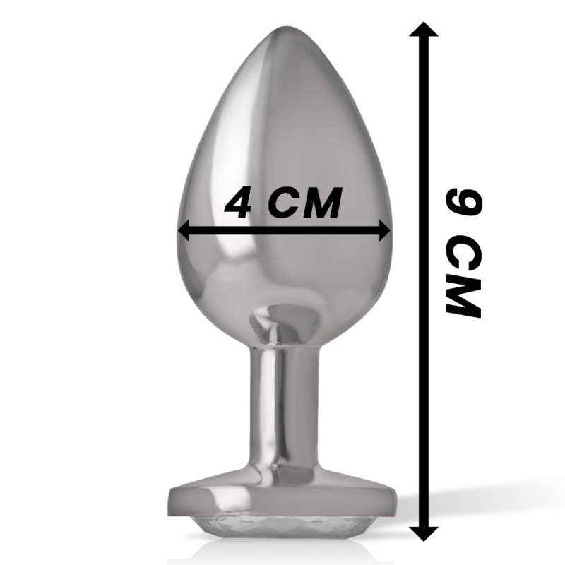 INTENSE - PLUG ANALE IN METALLO ALLUMINIO CON CRISTALLO ARGENTO MISURA L