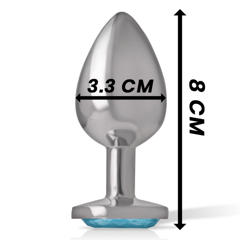 INTENSE - PLUG ANALE IN METALLO ALLUMINIO CON VETRO BLU TAGLIA M