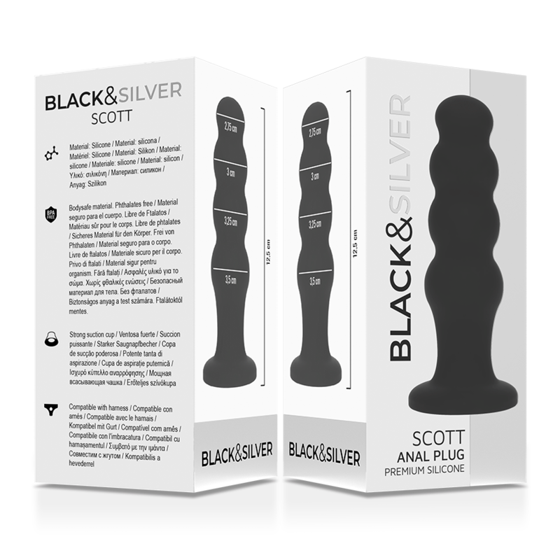 BLACK&amp;SILVER - BLACK SCOTT PREMIUM SILICONE ANAL PLUG