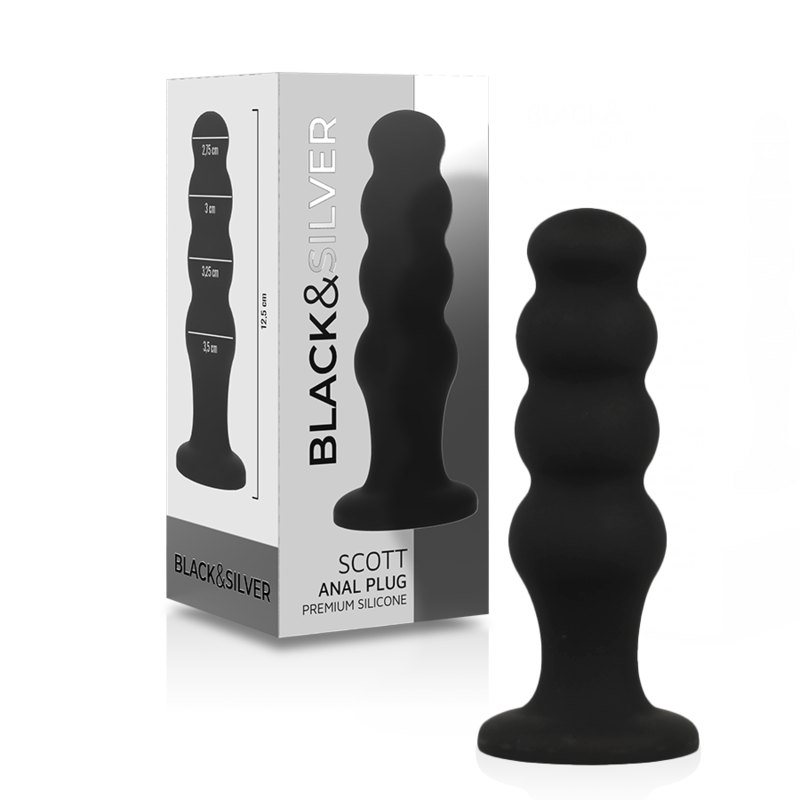 BLACK&amp;SILVER - BLACK SCOTT PREMIUM SILICONE ANAL PLUG