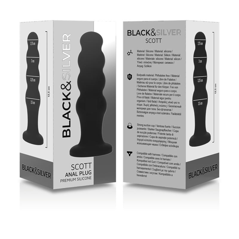 BLACK&amp;SILVER - BLACK SCOTT PREMIUM SILICONE ANAL PLUG