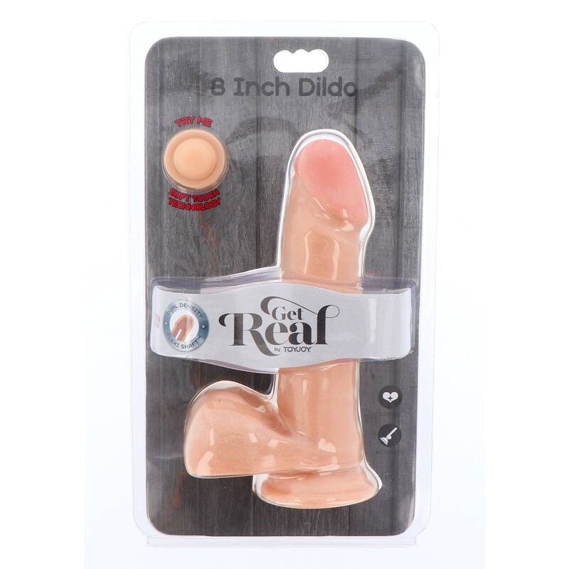 GET REAL - GODE DOUBLE DENSIT 18 CM BALLES EN CUIR