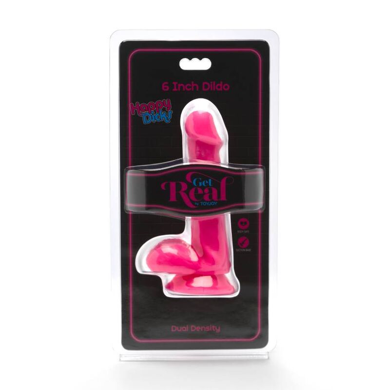 GET REAL - GODE HAPPY DICKS 12 CM BOULES ROSE