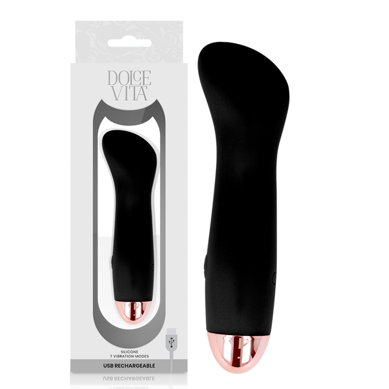 DOLCE VITA - ONE BLACK RECHARGEABLE VIBRATOR 10 SPEED