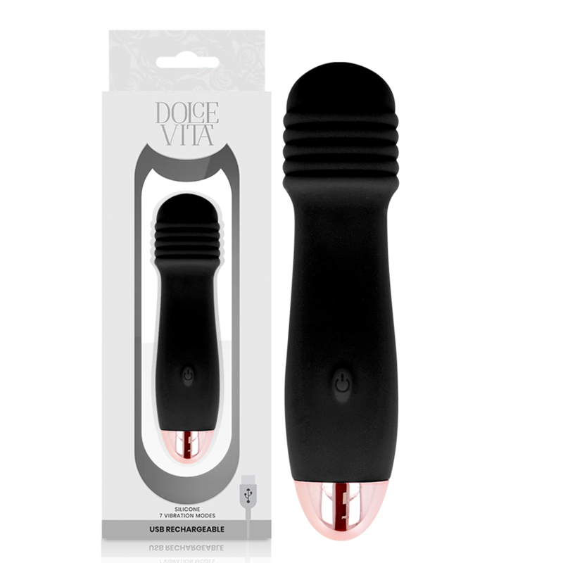 DOLCE VITA - TRE BLACK 7 SPEED RECHARGEABLE VIBRATOR