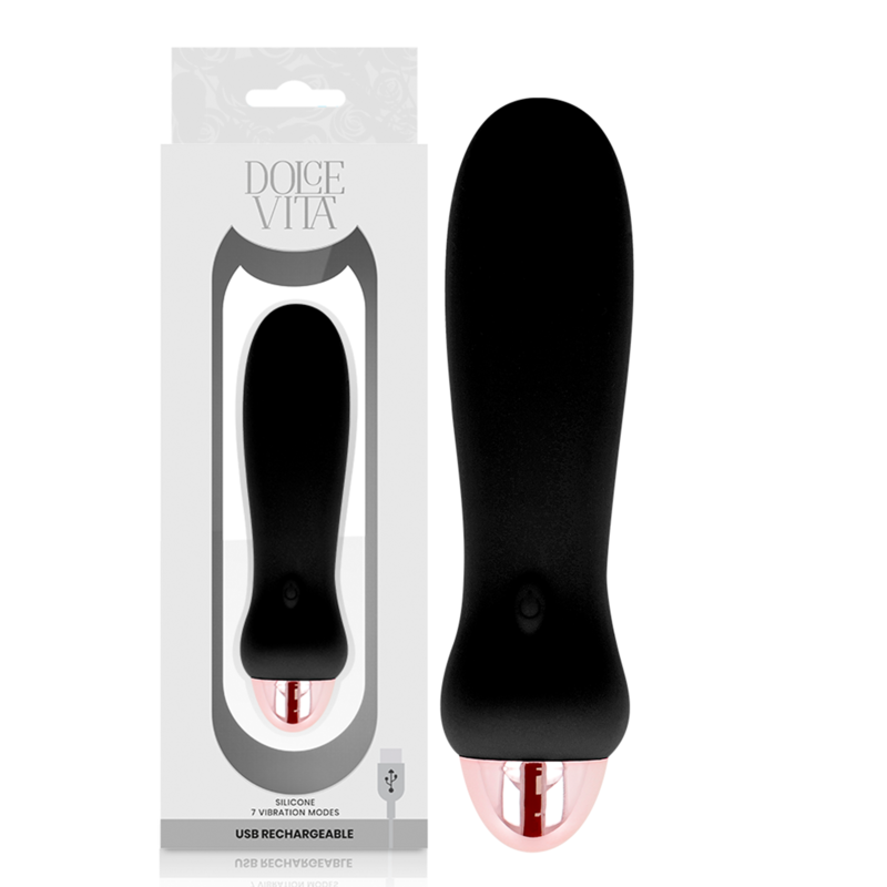 DOLCE VITA - FIVE BLACK 7-SPEED RECHARGEABLE VIBRATOR