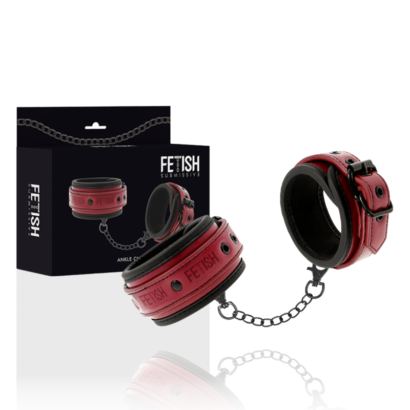 FETISH SUBMISSIVE DARK ROOM - MANETTE ALLA CAVIGLIA VEGAN IN PELLE CON FODERA IN NEOPRENE