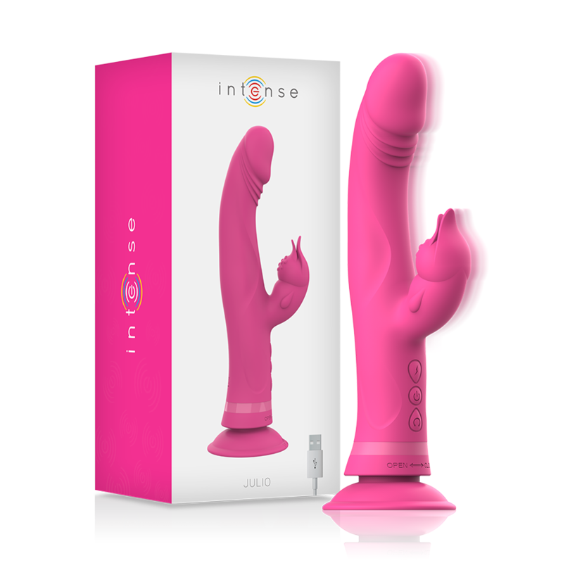 INTENSE - VIBRATEUR EN SILICONE ROSE JULIO LAPIN