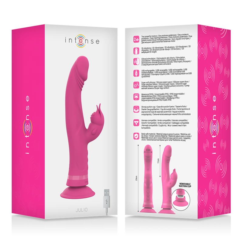 INTENSE - VIBRATEUR EN SILICONE ROSE JULIO LAPIN