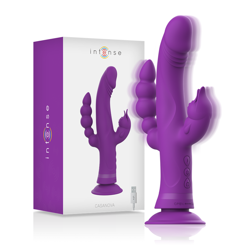 INTENSE - VIBRATEUR EN SILICONE TRIPLE MOTEUR CASANOVA RABBIT VIOLET