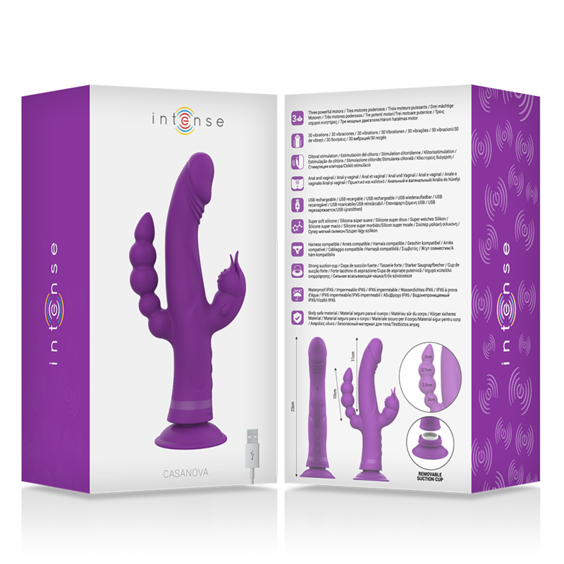 INTENSE - VIBRATEUR EN SILICONE TRIPLE MOTEUR CASANOVA RABBIT VIOLET