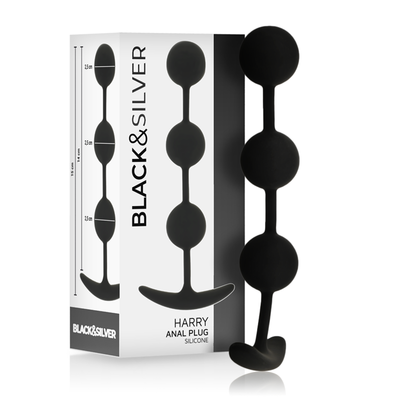 BLACK&amp;SILVER - HARRY ANAL ROSARY 3 SILICONE BALLS 14 CM