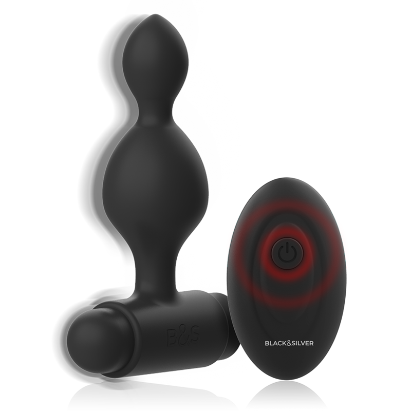 NOIR&amp;ARGENT - TÉLÉCOMMANDE AVEC PETIT PLUG ANAL EN SILICONE TUCKER