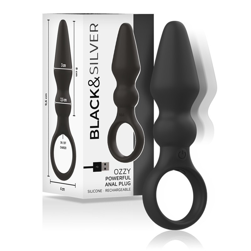 NOIR&amp;ARGENT - PUISSANT PLUG ANAL EN SILICONE OZZY