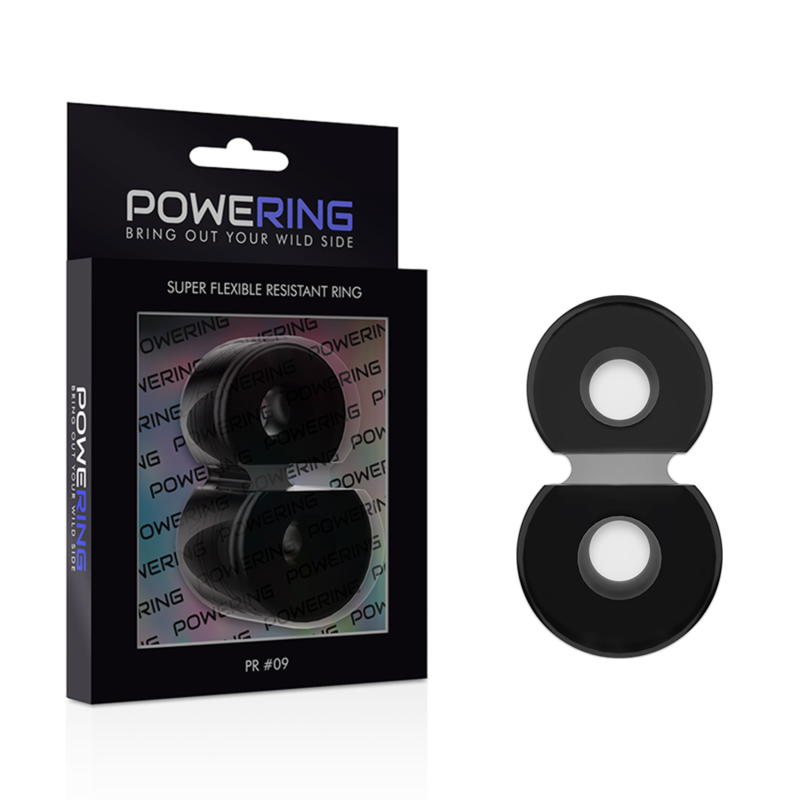 POWERING - ANELLO PER DOPPIO PENE SUPER FLESSIBILE E RESISTENTE PR09 NERO