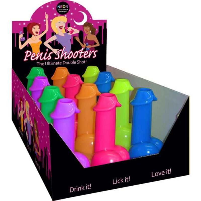 KHEPER GAMES - PÉNIS FORME NEON SHOTS 1 UNITÉ (COULEUR ALÉATOIRE)