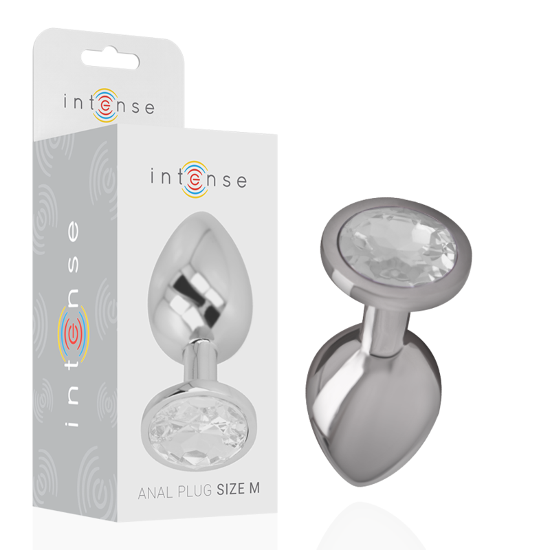 INTENSE - PLUG ANAL EN MÉTAL ALUMINIUM AVEC CRISTAL D'ARGENT TAILLE M