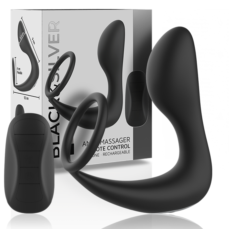 BLACK&SILVER - MASSAGGIATORE ANALE CON TELECOMANDO RICARICABILE IN SILICONE NERO