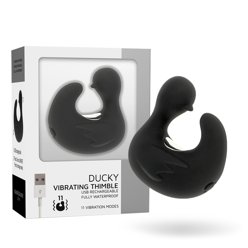 BLACK&amp;SILVER - DUCKYMANIA RECHARGEABLE STIMULATING SILICONE DUCK THIMBLE