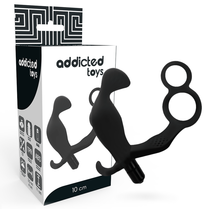 ADDICTED TOYS - PLUG ANALE CON DOPPIO ANELLO PER PENE E TESTICOLI NERI