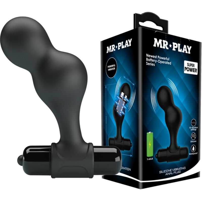 MR PLAY - PLUG ANALE VIBRATORE IN SILICONE NERO