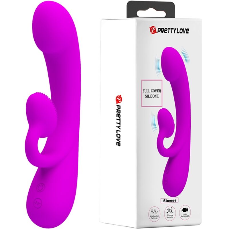 PRETTY LOVE - VIBRATEUR SINCERE ET VENTOUSE CLITO EN SILICONE VIOLET