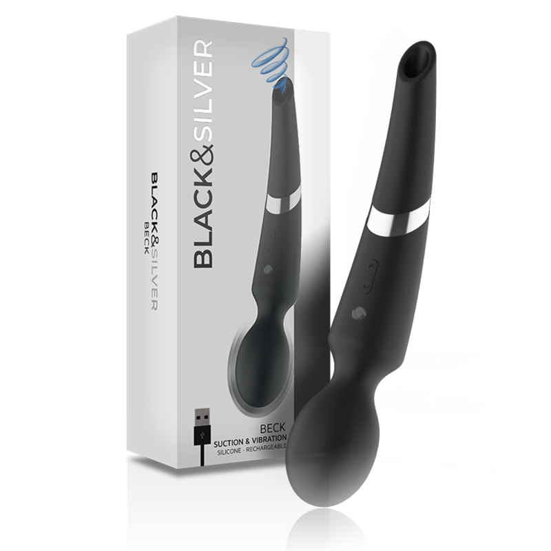 BLACK&amp;SILVER - MASSEUR ET ASPIRATION RECHARGEABLE EN SILICONE BECK BLACK