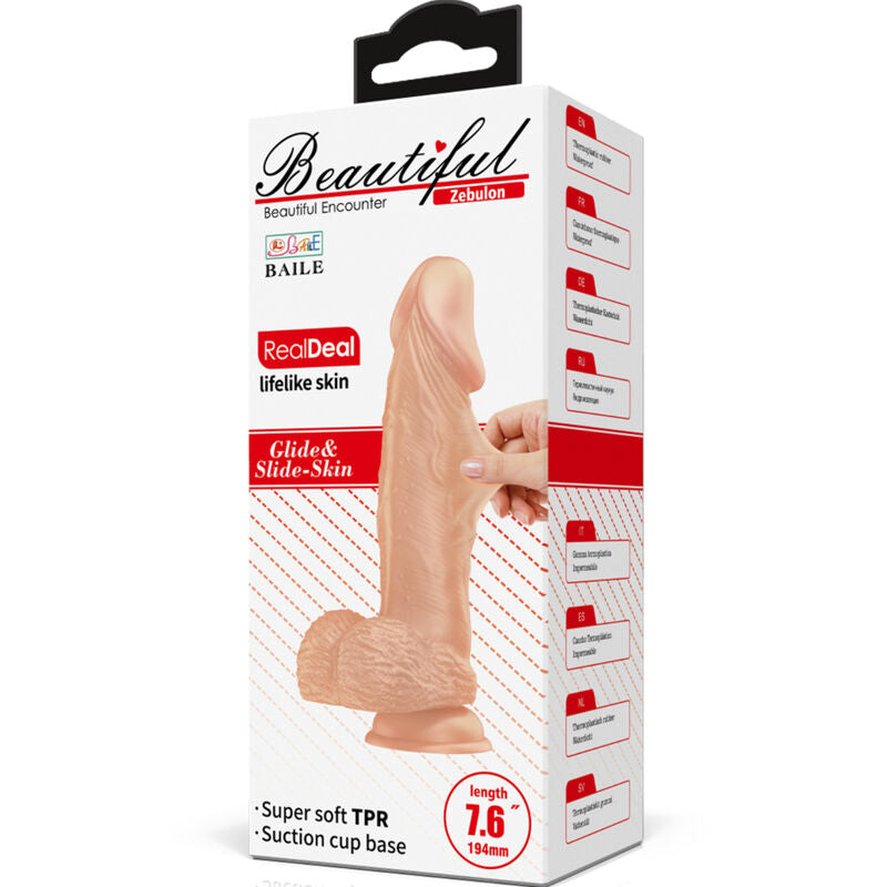 BAILE - MAGNIFIQUE GODE FLEXIBLE RÉALISTE ZEBULONE INCONTRO 19,4 CM NATUREL