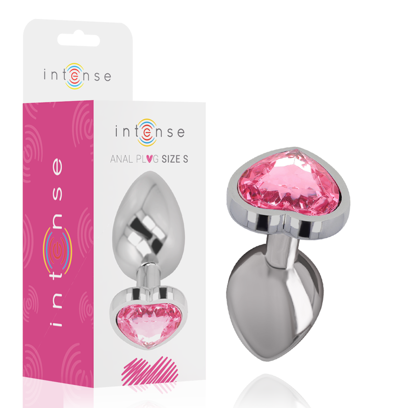 INTENSE - PINK HEART ALUMINUM METAL BUTT PLUG SIZE S