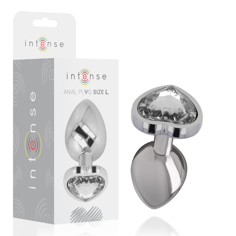 INTENSE - BUTT PLUG METAL ALUMINUM WHITE HEART SIZE L