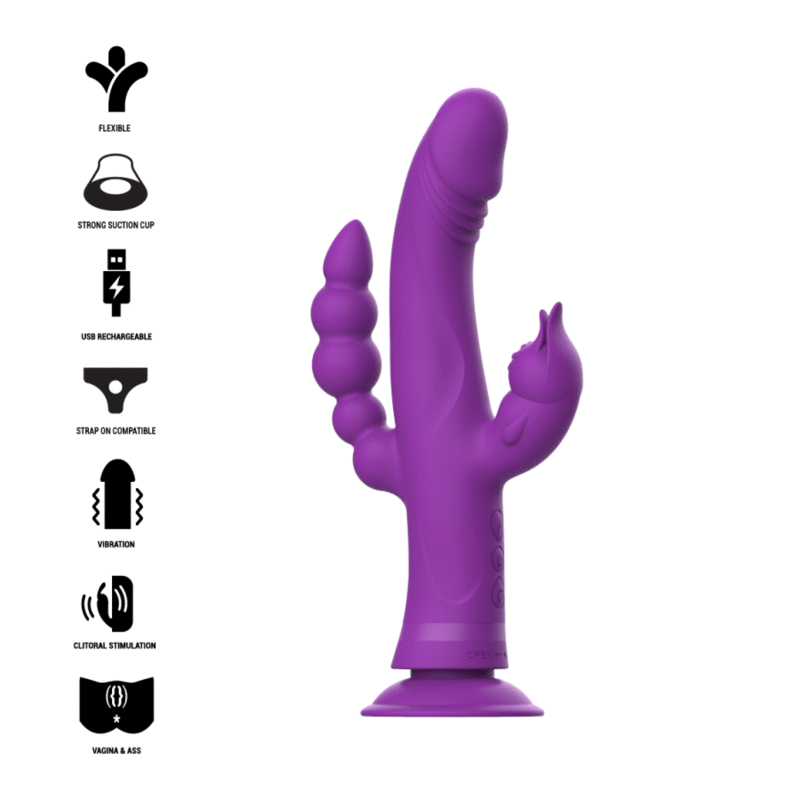 INTENSE - VIBRATEUR EN SILICONE TRIPLE MOTEUR CASANOVA RABBIT VIOLET