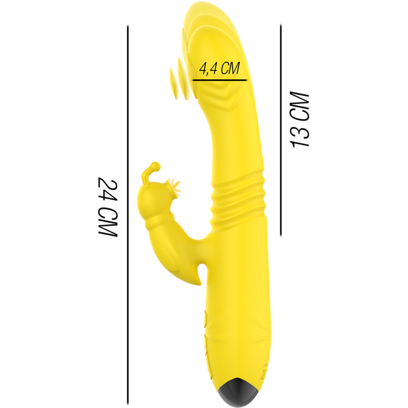 INTENSE - VIBRATORE MULTIFUNZIONE TOKY UP & DOWN CON STIMOLATORE CLITORALE GIALLO