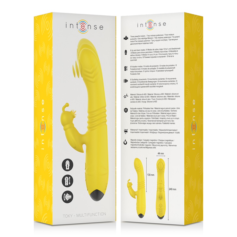 INTENSE - VIBRATORE MULTIFUNZIONE TOKY UP & DOWN CON STIMOLATORE CLITORALE GIALLO