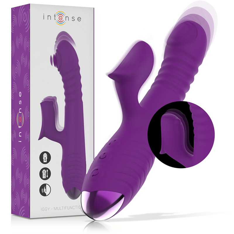 INTENSE - VIBRATEUR MULTIFONCTION RECHARGEABLE IGGY UP &amp; DOWN AVEC STIMULATEUR CLITORAL VIOLET