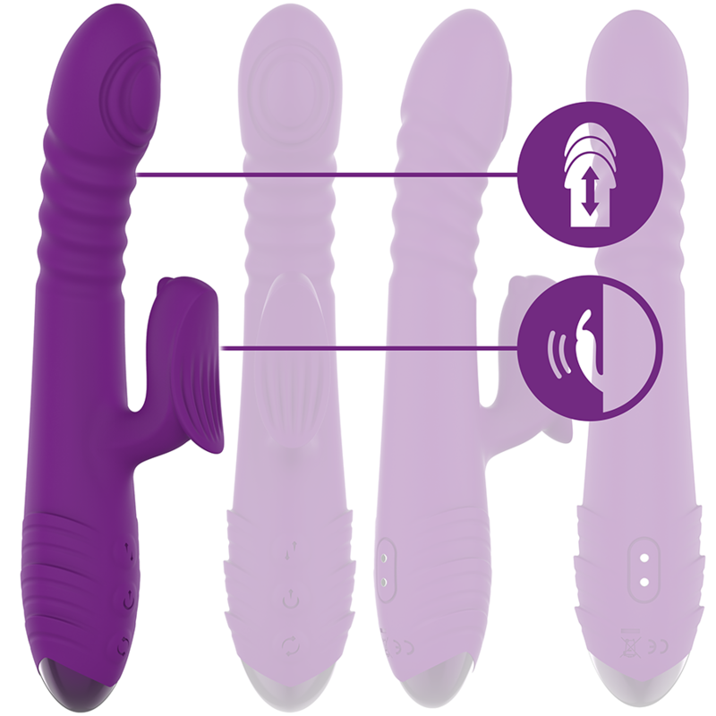 INTENSE - VIBRATEUR MULTIFONCTION RECHARGEABLE IGGY UP &amp; DOWN AVEC STIMULATEUR CLITORAL VIOLET