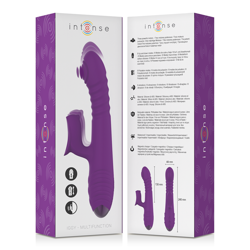 INTENSE - VIBRATEUR MULTIFONCTION RECHARGEABLE IGGY UP &amp; DOWN AVEC STIMULATEUR CLITORAL VIOLET