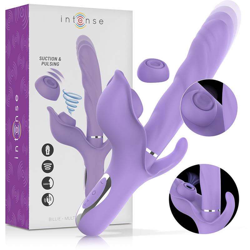 INTENSE - VIBRATEUR MULTIFONCTION RECHARGEABLE BILLIE ASPIRATION ET BOUTON VIOLET