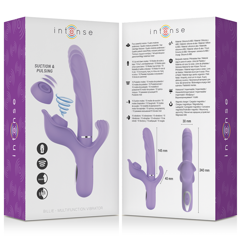 INTENSE - VIBRATEUR MULTIFONCTION RECHARGEABLE BILLIE ASPIRATION ET BOUTON VIOLET