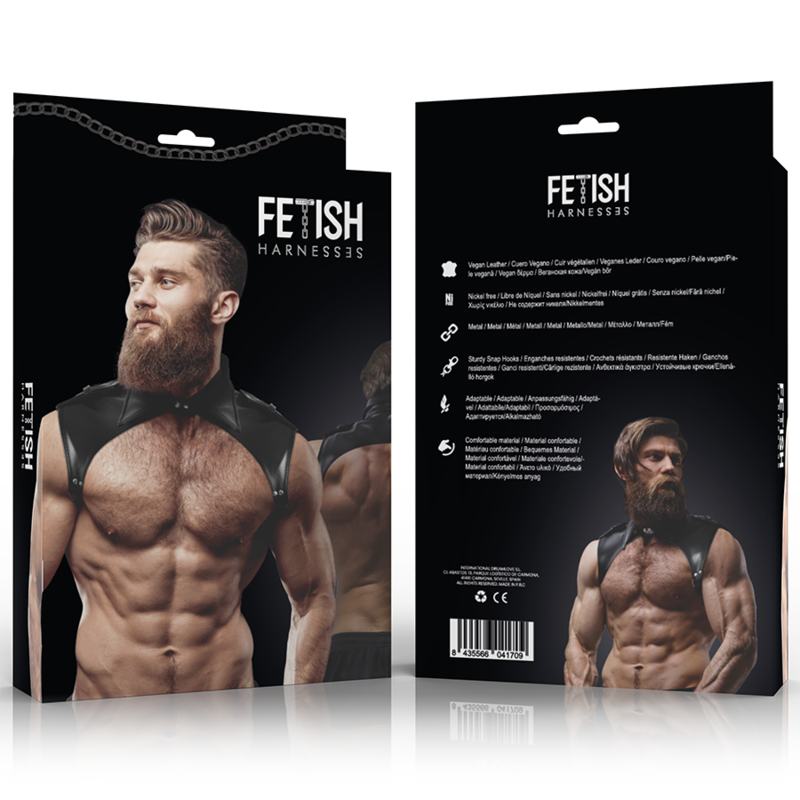 FETISH SUBMISSIVE ATTITUDE - HARNAIS DE COU AJUSTABLE EN SIMILI CUIR BRIGADE POUR HOMMES