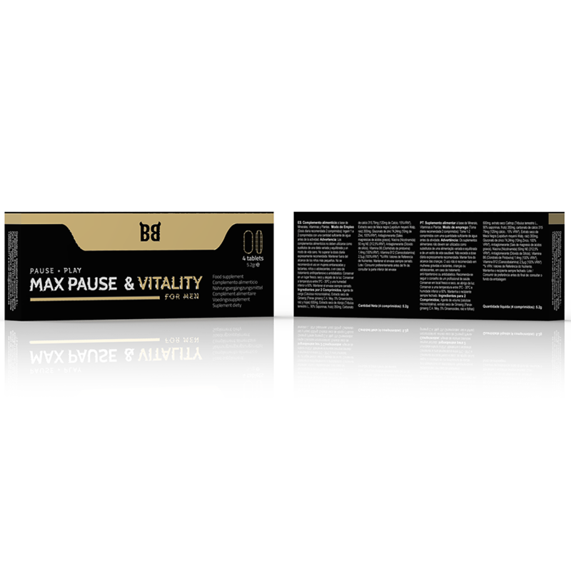 BLACK BULL - MAX PAUSE &amp; RETARDATEUR DE VITALITÉ POUR HOMME 4 CAPSULES