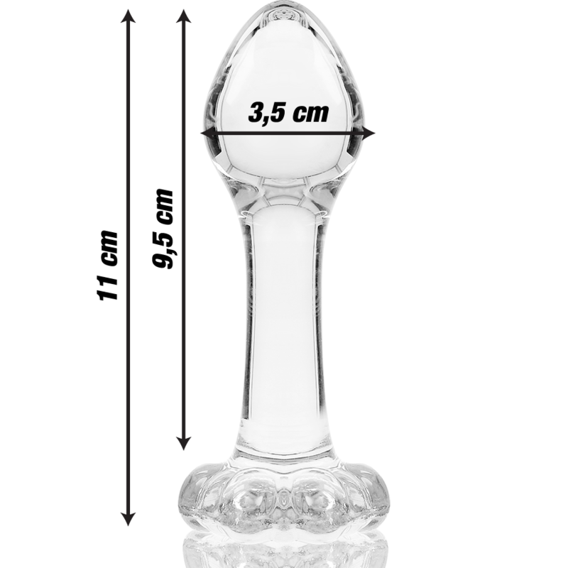 NEBULA SERIES BY IBIZA - MODEL 2 TRANSPARENT BOROSILICATE GLASS ANAL PLUG 11 CM -OR- 3.5 CM