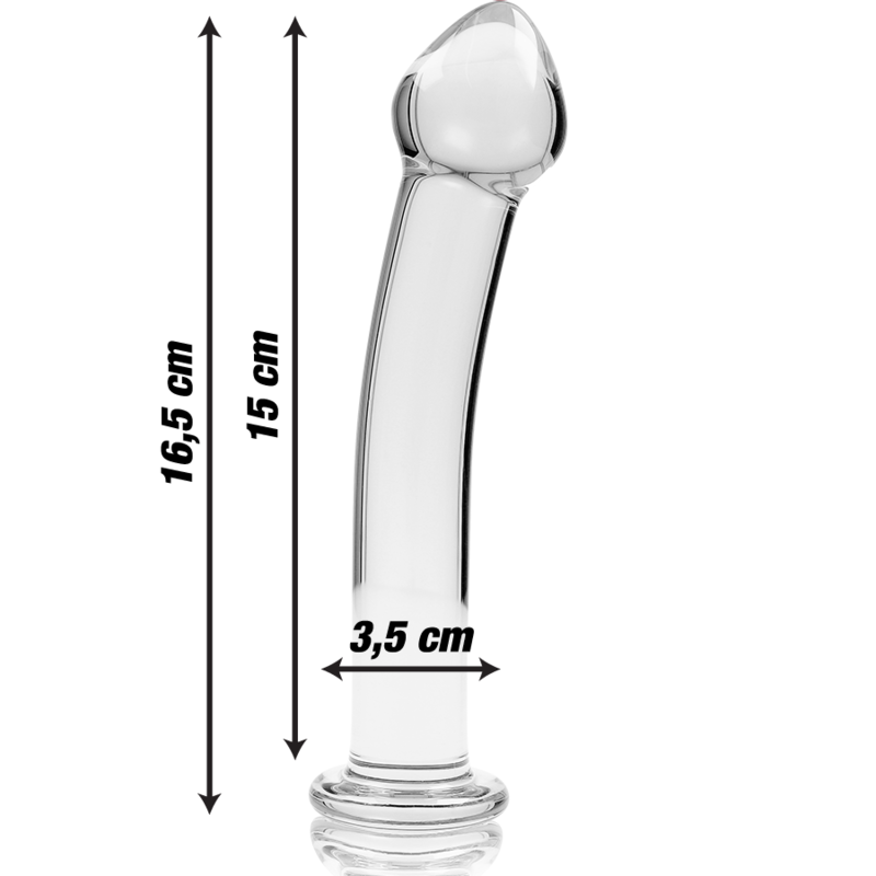 NEBULA SERIES BY IBIZA - MODELLO 11 DILDO IN VETRO BOROSILICATO TRASPARENTE 16 CM -O- 3 CM