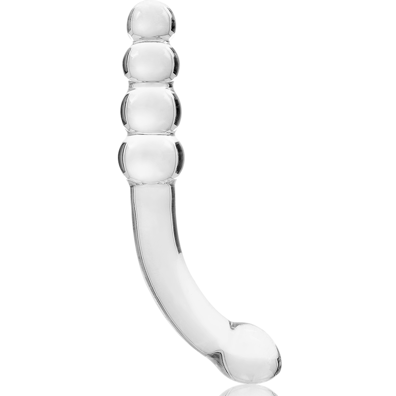 NEBULA SERIES BY IBIZA - MODEL 14 TRANSPARENT BOROSILICATE GLASS DILDO 18.5 CM -OR- 3 CM