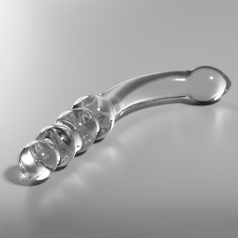 NEBULA SERIES BY IBIZA - MODEL 14 TRANSPARENT BOROSILICATE GLASS DILDO 18.5 CM -OR- 3 CM