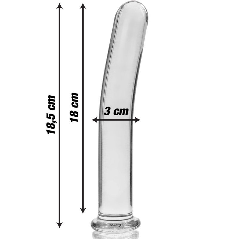 NEBULA SERIES BY IBIZA - MODELLO 17 DILDO IN VETRO BOROSILICATO TRASPARENTE 18.5 CM -O- 3 CM