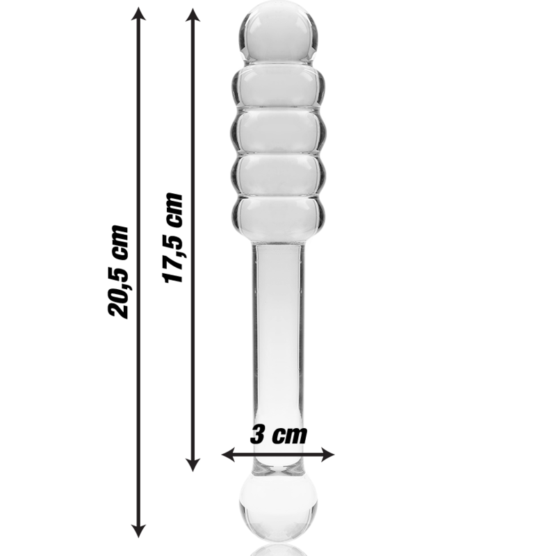 NEBULA SERIES BY IBIZA - MODEL 20 DILDO IN TRANSPARENT BOROSILICATE GLASS 20.5 CM -O- 3 CM