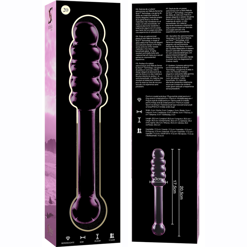 NEBULA SERIES BY IBIZA - MODEL 20 DILDO IN TRANSPARENT BOROSILICATE GLASS 20.5 CM -O- 3 CM