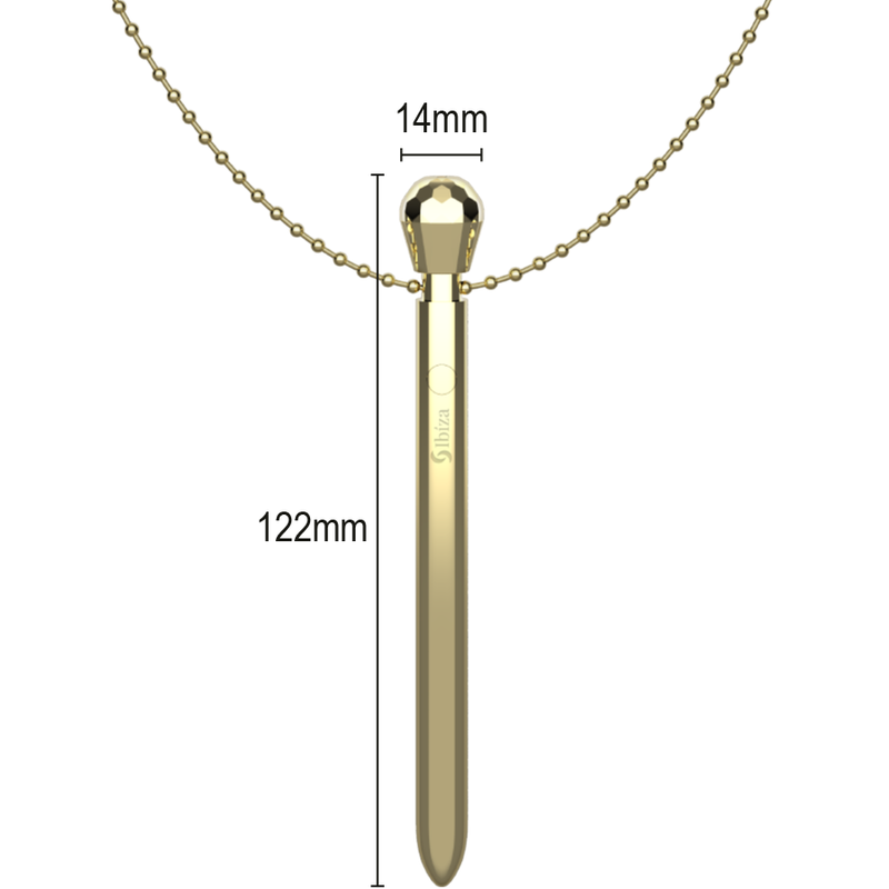 IBIZA - POCKET CLIT STIMULATOR NECKLACE USB CHARGER 12 VIBRATION MODES GOLD 12.2 X 1.5