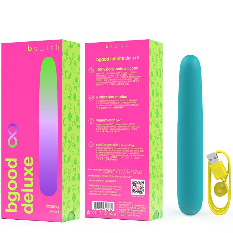 B SWISH - VIBRATEUR RECHARGEABLE BGOOD INFINITE DELUXE EN SILICONE BLEU