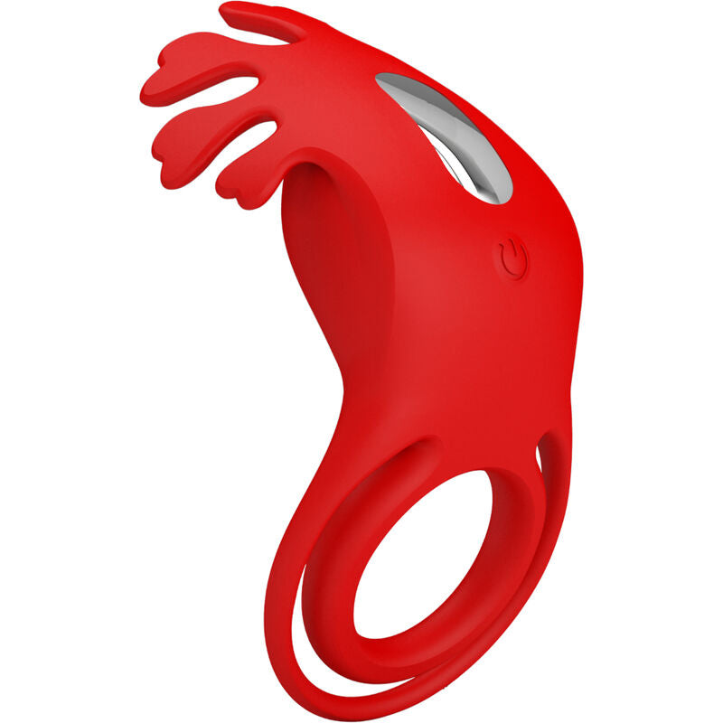 PRETTY LOVE - ANNEAU VIBRATEUR RUBEN 7 VIBRATIONS EN SILICONE ROUGE